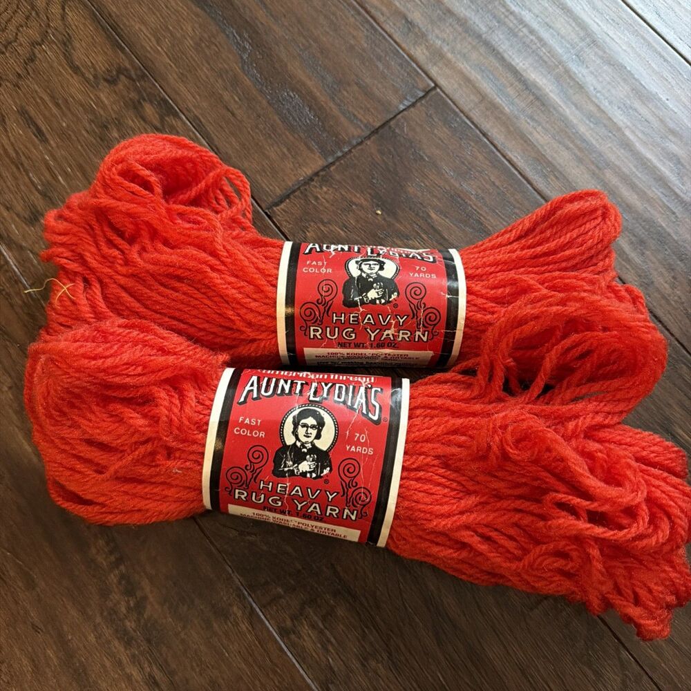 NEW Caron Aunt Lydia's Craft & Rug Yarn 2 Skeins 3 ply Red 60 yards Polyester